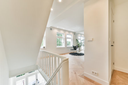Interior of luxurious and beautiful hallway with stairsの写真素材