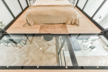 Bed room of house in unusual designの写真素材