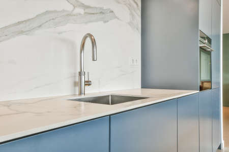 Close up of sink in luxury kitchenの写真素材