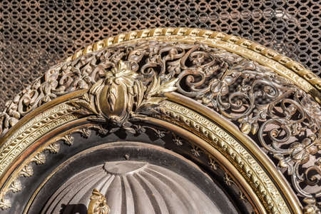 Close up of beautiful fireplace in elegant roomの写真素材