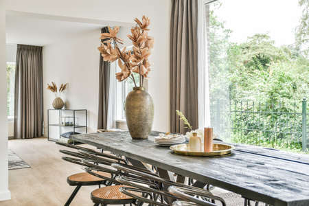 Interior of luxury and beautiful dining roomの写真素材