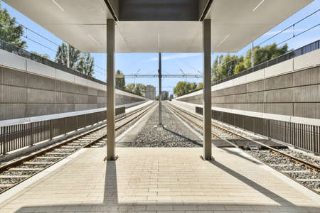 Beautiful and clean train station in a city
