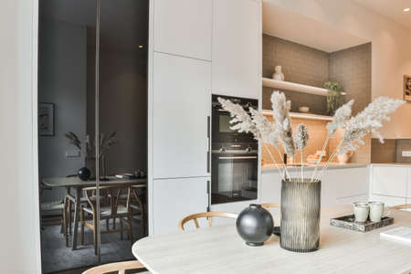 A bright luxury kitchen in elegant houseの写真素材