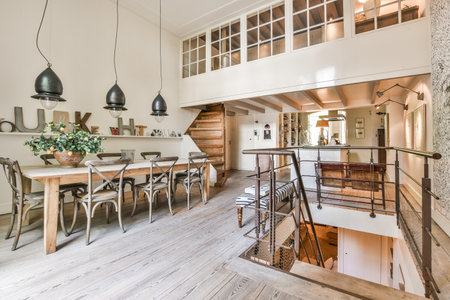 Interior of luxury and beautiful dining roomの写真素材