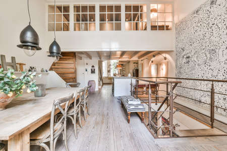 Interior of luxury and beautiful dining roomの写真素材