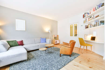 Luxury interior design of a living room with elegant furnitureの写真素材