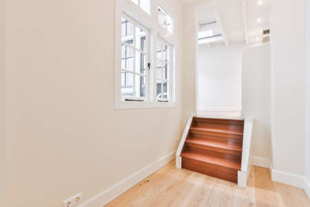 Luxury staircase hall of special design in an elegant houseの写真素材