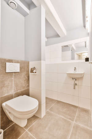 Luxury interior design of a bathroom with marble walls