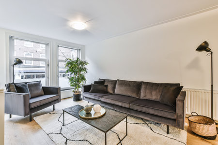 A cozy living room with stylish sofa and beautiful decorations