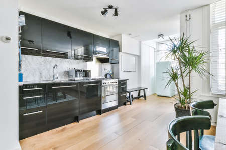 Interior of a beautiful kitchen of an elite house