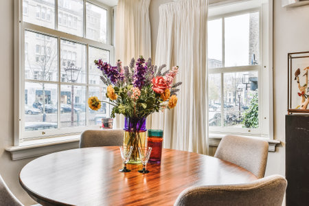 Modern dining room in a luxury house with individual designの写真素材