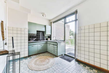Interior of a cozy kitchen in a beautiful houseの写真素材