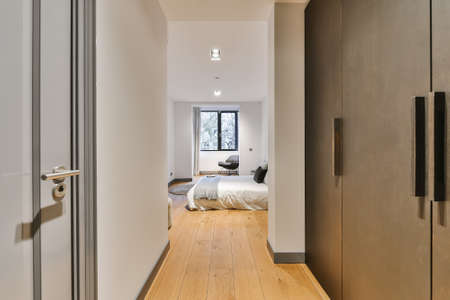 Beautiful interior design of modern and cozy bedroomの写真素材