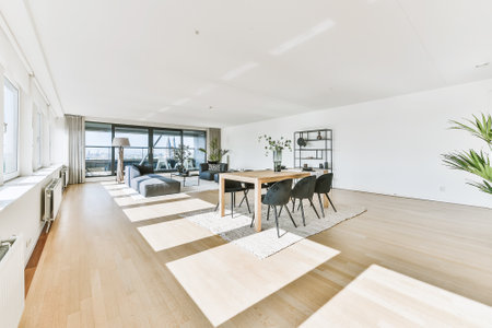 Modern dining room in a luxury house with individual design