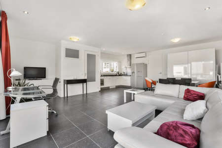 Bright living room in a modern luxury houseの写真素材