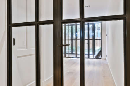 Beautiful glass door in a modern houseの写真素材
