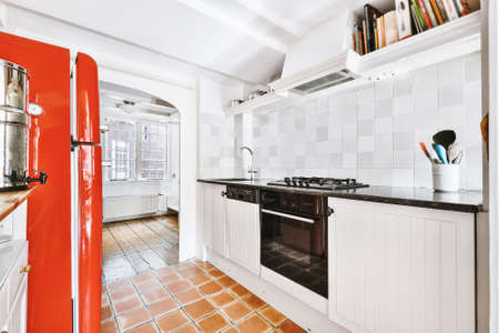 Interior of a beautiful kitchen in cozy apartment