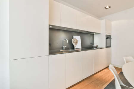 Bright kitchen with a luxury kitchen island in the elegant house