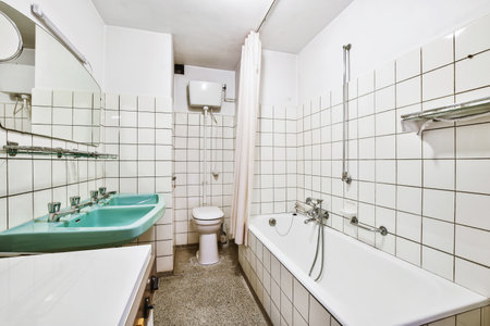 Luxury interior design of a bathroom with marble walls