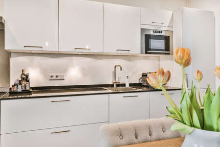 Interior of a beautiful kitchen of an elite house