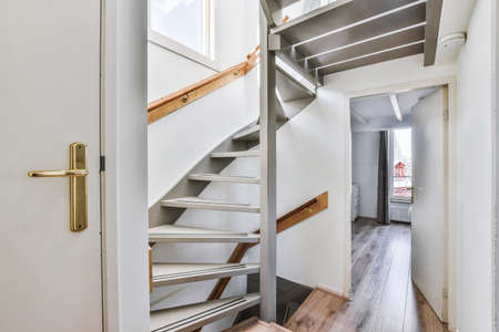 Luxury staircase hall of special design in an elegant houseの写真素材