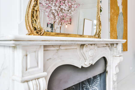 Bright living room in a modern luxury houseの写真素材