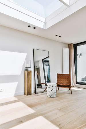Bright living room in a modern luxury houseの写真素材
