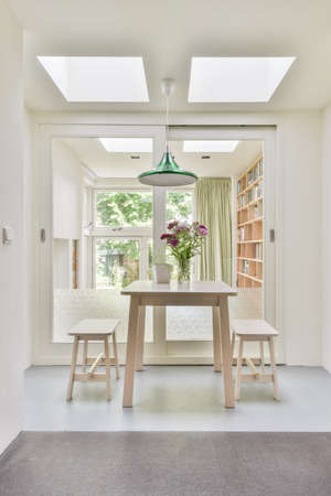 Interior design of bright and beautiful dining roomの写真素材