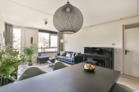 Interior design of bright and beautiful dining room