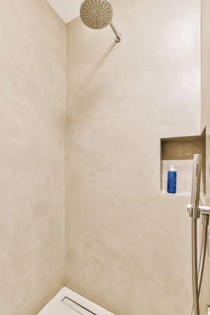 Modern shower stall in a bright bathroomの写真素材