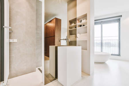 Interior design of beautiful and elegant bathroomの写真素材