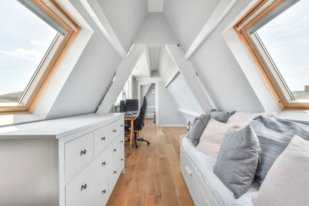 Bright interior design of a luxury houseの写真素材