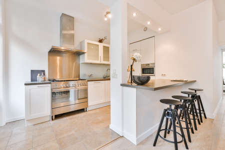Interior of a beautiful kitchen of an elite house