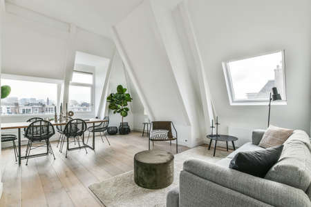 Modern furniture in a bright living room