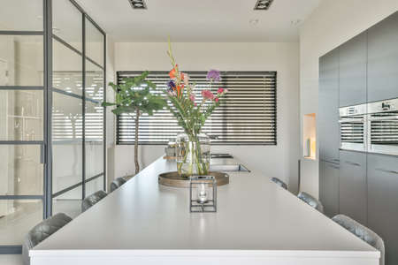 Interior design of bright and beautiful dining room