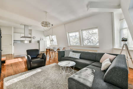 Modern furniture in a bright living room
