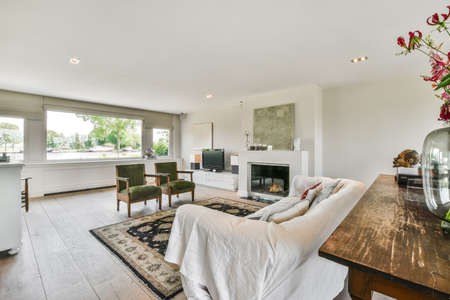 Elegant and spacious living room with beautiful furniture