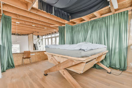 Interior design of bright and beautiful bedroomの写真素材