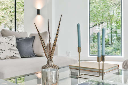 Interior of a beautiful living room. Modern and luxury room designの写真素材