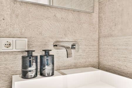 Close up of luxury faucet in an elegant bathroom