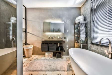 Interior design of beautiful and elegant bathroom