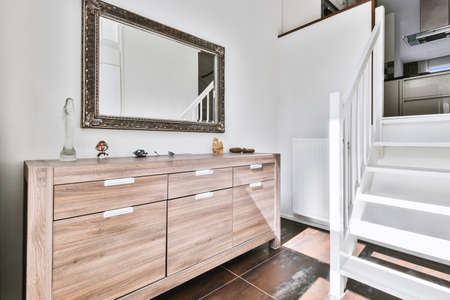 Bright interior design of a luxury houseの写真素材