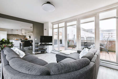 Stylish living room interior in modern houseの写真素材