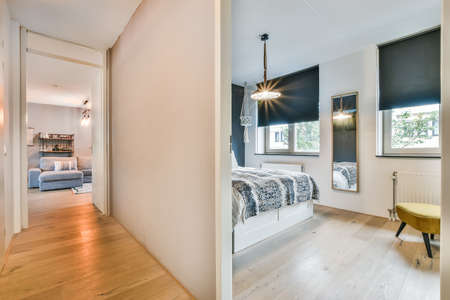 Beautiful interior design of modern and cozy bedroomの写真素材