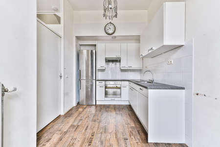 A bright kitchen in an elegant house