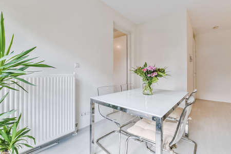 Spacious dining room of a luxury houseの写真素材