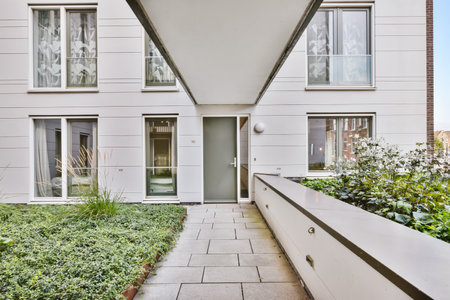 Nice view of big luxury residential buildingの写真素材