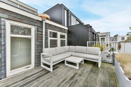 View of the beautiful veranda of the houseの写真素材