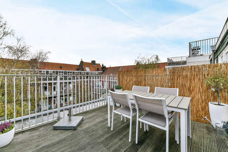 View of the beautiful veranda of the houseの写真素材