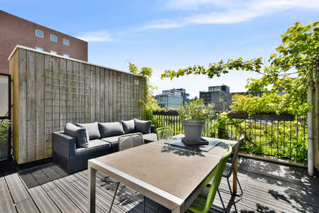 View of the beautiful veranda of the houseの写真素材